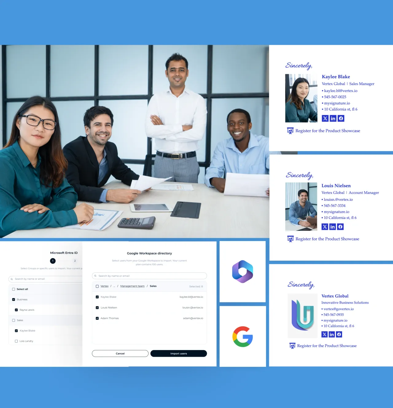 Gerenciador de assinaturas de e-mail para Google Workspace e Office 365