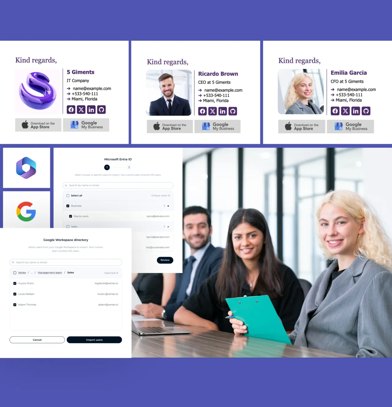 Gerenciador de assinaturas de e-mail para Google Workspace e Office 365