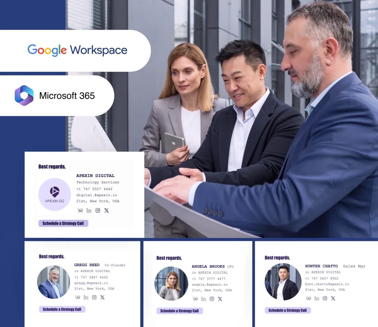 Gerenciador de assinaturas de e-mail para Google Workspace e Office 365