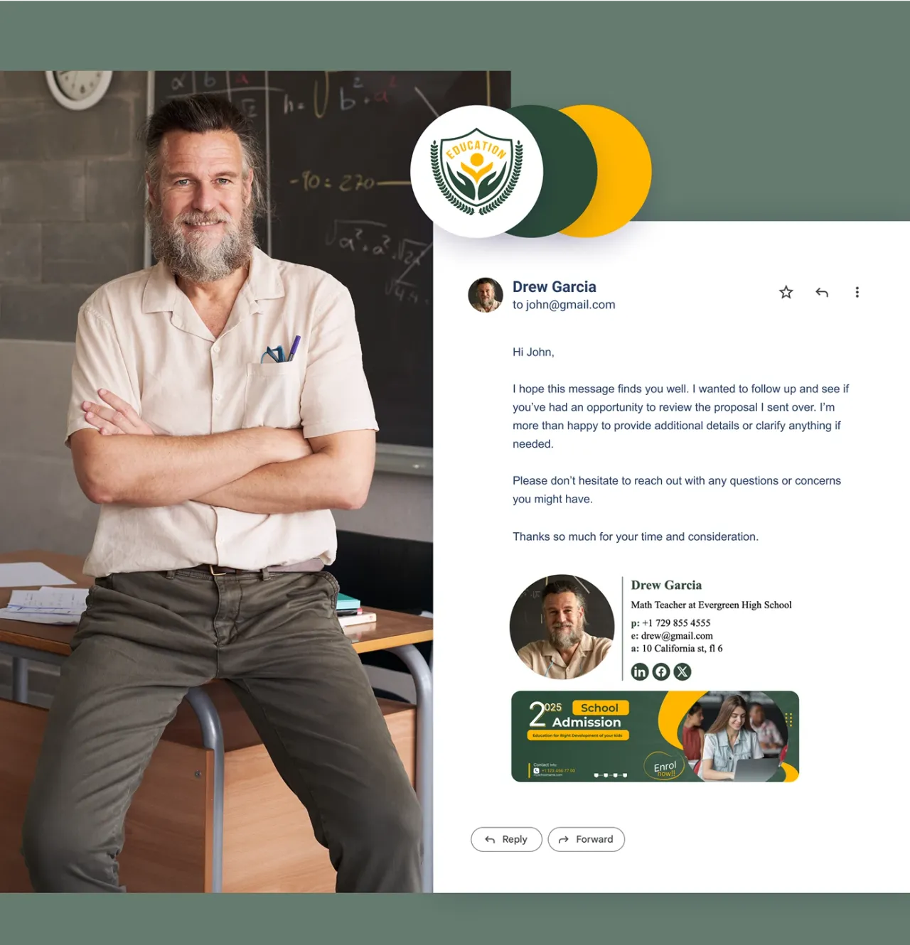 Exemplo de assinatura de e-mail para professores