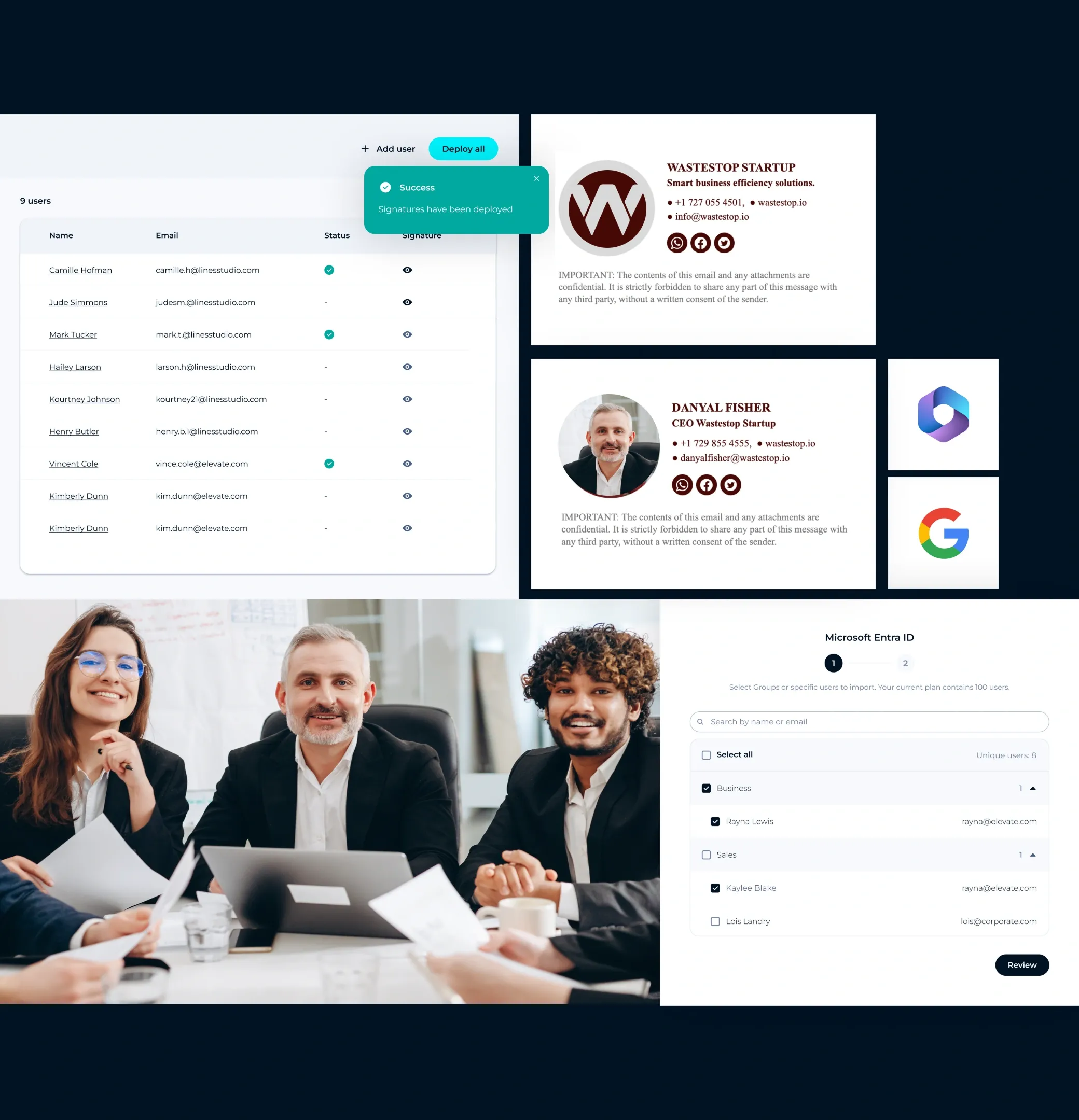 Effortless deployment of branded email signatures