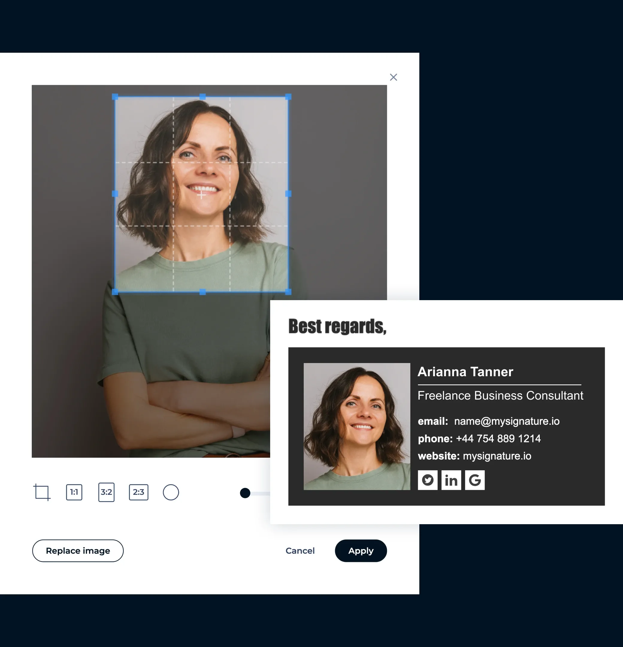 Use a professional photo or brand image