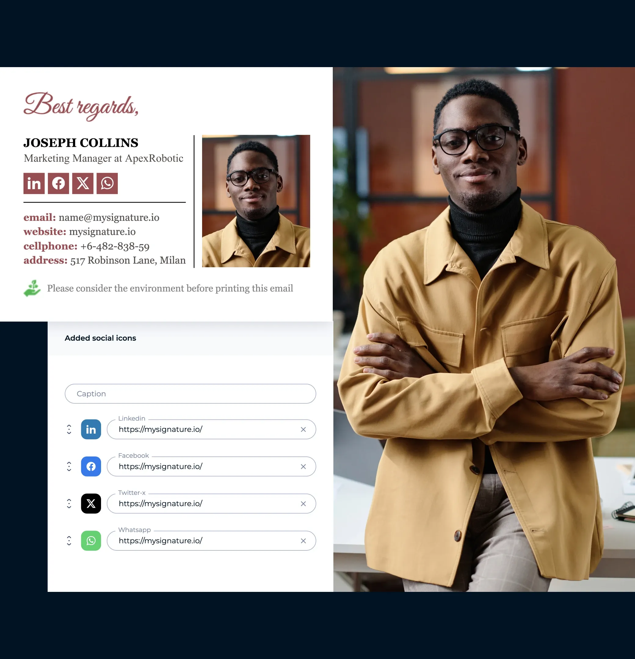 Link to your social profiles