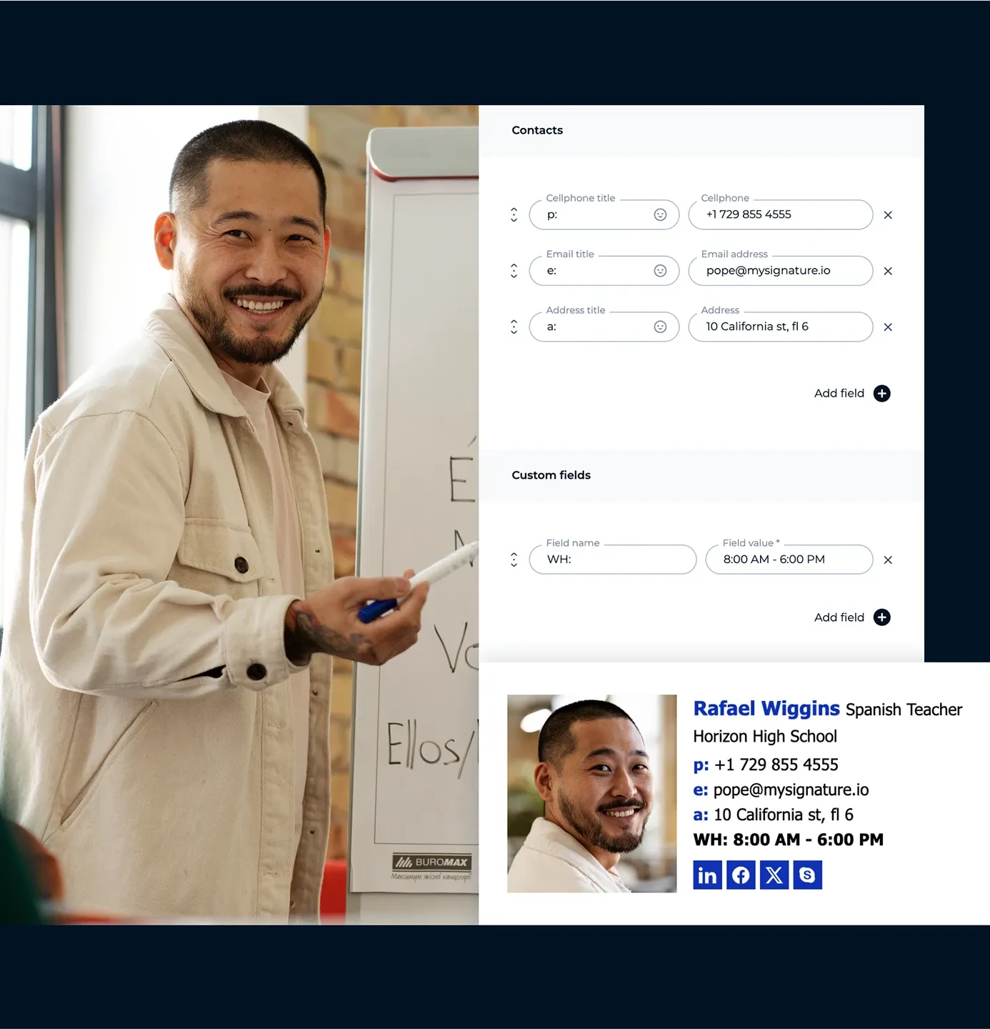 Adicione várias formas de contato