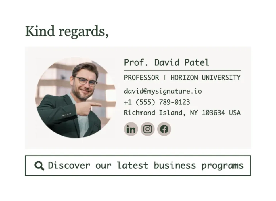 Assinatura de e-mail para professores universitários