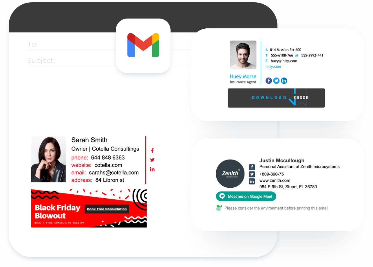 Exemplos de assinaturas para o Gmail
